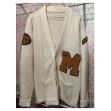 Vtg White Letterman Sweaterï¿½Large