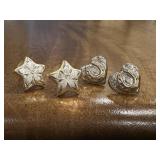 Vtg Sterling Mexico Heart & Star Earrings