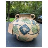 Vtg Handcrafted Floral Pottery Vaseï¿½7ï¿½8