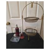 Brass Tiered Basket with Accessories
