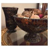 Brown Decorative Glass Vases and Dish