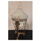 Brass and Glass Candy Dish with Lid