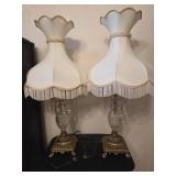 Brass and Glass Chandelier Lamps