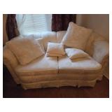 White Floral Love Seat, 64in Wide