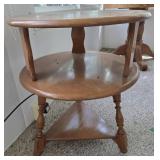 Wood Round Tri-Level End Table