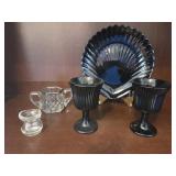 Black and Clear Glass Decor Set