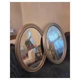 2 Oval Silver Framed Mirrors