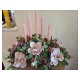 Pink Candle and Artificial Flower Centerpiece