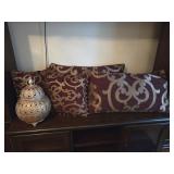Decorative Burgundy and Gold Pillows