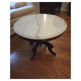 Round Marble Top Table, Wood Base
