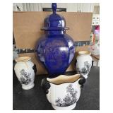 Blue Asian Ginger Jar and Vases
