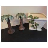 Ceramic Planter and Tree Candle Holders