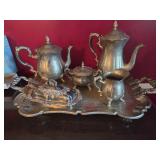 Silver-Plated Tray Set with Large Tray