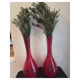 Large Thick and Heavy Red Vases
