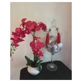 Clear Glass Vase with Red Orchid