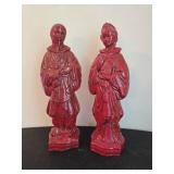 Heavy Oriental Statues in Red Finish