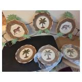 Palm Deco Plate Holder with Plates