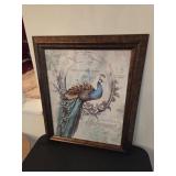 Framed Peacock Wall Art Decor