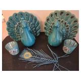 Heavy Ceramic Peacock Dï¿½cor Set