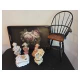 Wooden Tray with Chair and Bottles