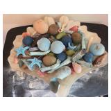 Tan Glass Dish with Shells