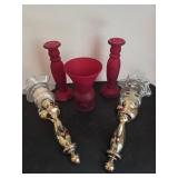 Red Glass Candle Holders and Sconces