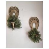 Gold Plastic Wall Sconces with Greenery