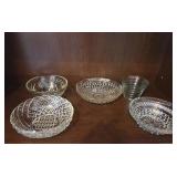 Five Pressed Glass Bowls