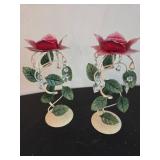 Metal Rose Candle Holders