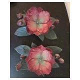 Metal Burgundy Flower Wall Decor