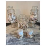 Glass Jars and Shell S&P Shakers