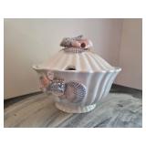 Shell-Themed Ceramic Dish with Lid