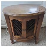 Round Wood End Table With Door