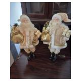 Gold and White Porcelain Santa Dolls