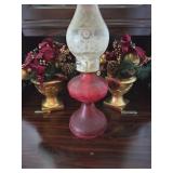 Red Winter Oil Lamp with Flowers