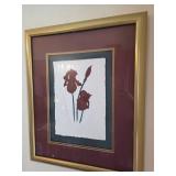 Framed Red and Gold Flower Picture