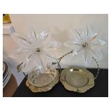 White Glass Flower Brass Ring Holder