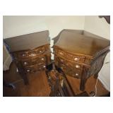 Carved Wooden Night Stands Pair