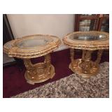 Marble, Wood, and Glass End Tables