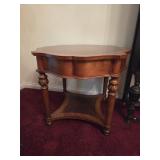 Wood Round End Table with Drawer