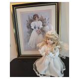 Angel Bride Porcelain Doll and Picture