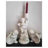 Porcelain Angel Candle Holders Set