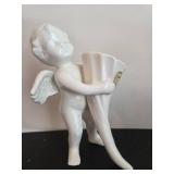 Porcelain Cherub with Horn Figurine