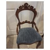 Antique Victorian Blue Velvet Chair