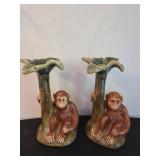 Porcelain Monkey Candle Holders