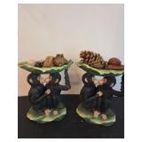 Small Monkey Figurine Decor Pair