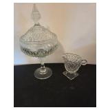 Vintage Indiana Glass Dish and Creamer