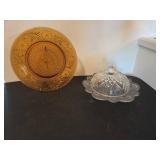 Tiara Indiana Glass Amber Plate