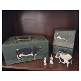 Green Cow Deco Box Set with Knickknacks