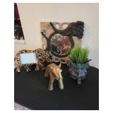 Heavy Ceramic Mirror and Elephant Lot